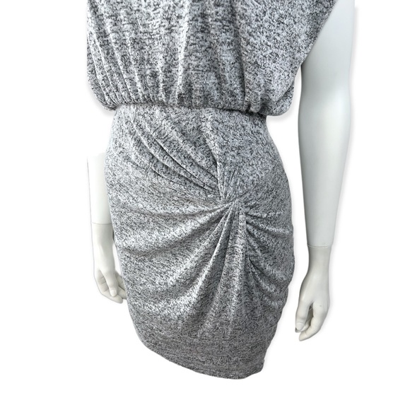 Poetry Gray Slouchy Ruched Draped Shoulders Dress Size L - Picture 2 of 16